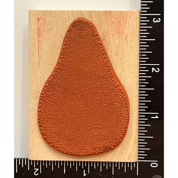1993 STAMPSCAPES INC TONAL APPLICATOR 084E WOOD MOUNTED RUBBER STAMP PEAR K.J.N. - Picture 3 of 5